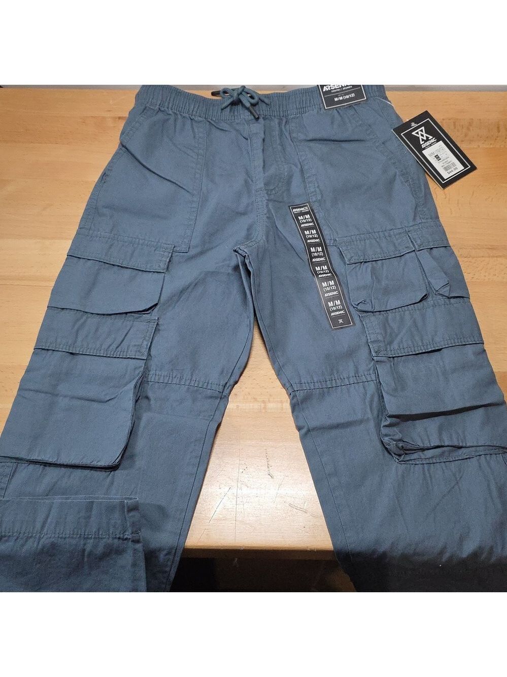 Blue Cargo Pants with Elastic Waistband and Relaxed Fit